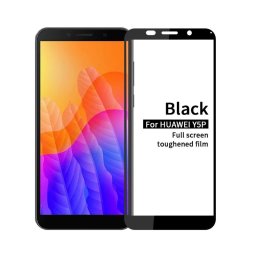 Удароустойчив стъклен протектор за Huawei Y5p - цвят черен