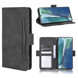 Кожен калъф тип портмоне с магнитна закопчалка за Samsung Galaxy S20 FE - черен