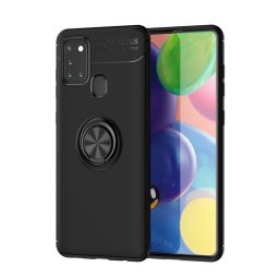 Силиконов гръб със стойка за Samsung Galaxy A21s - черен пръстен