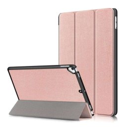 Кожен калъф със сгъващ се капак за iPad 10.2 2019 - розово злато