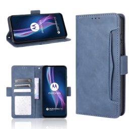 Кожен калъф тип портмоне с магнитно закопчаване за Motorola One Fusion Plus - тъмно син