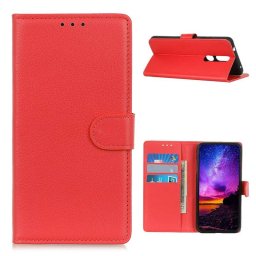 Кожен калъф тип портмоне за Nokia 2.4 - червен