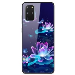 Силиконов кейс със стъклен гръб за Samsung Galaxy S20+ - лилави цветя