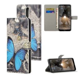 Кожен калъф тип портмоне за Nokia 2.4 - синя пеперуда