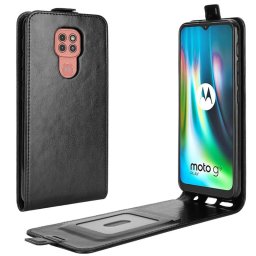 Кожен калъф flip за Motorola Moto G9 Play - черен