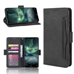 Кожен калъф тип портмоне с магнитно закопчаване за Nokia 7.2 - черен