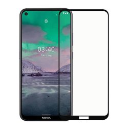 Удароустойчив стъклен протектор за Nokia 3.4 - с черна рамка