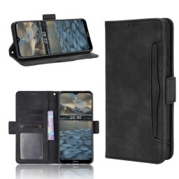 Кожен калъф тип портмоне с магнитно закопчаване за Nokia 2.4 - черен