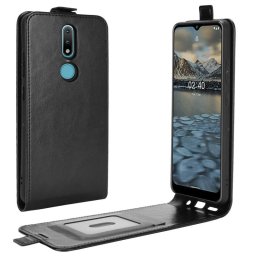 Кожен калъф flip за Nokia 2.4 - черен