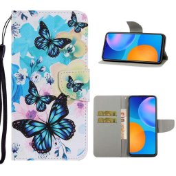 Калъф страничен флип за Huawei P Smart 2021 - сини пеперуди