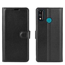 Кожен калъф тип портмоне за Honor 9X Lite - черен