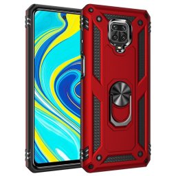 Хибриден гръб със стойка за Xiaomi Redmi Note 9 Pro - червен