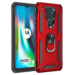 Хибриден гръб със стойка за Motorola Moto G9 Play - червен