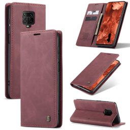 Калъф страничен flip марка CASEME за Xiaomi Redmi Note 9 Pro – винено червен