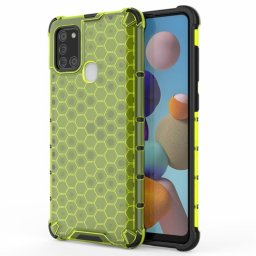 Хибриден гръб с ромбоидна шарка за Samsung Galaxy A21s - зелен