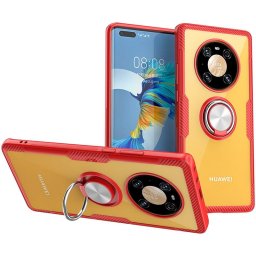 Силиконов гръб с кръгла стойка за Huawei Mate 40 Pro - червен