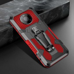 Хибриден гръб със стойка и щипка за колан за Huawei Mate 40 Pro - червен