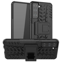 Двупластов гръб със стойка за Samsung Galaxy S21 - черен