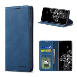 Кожен калъф страничен flip марка FORWENW за Samsung Galaxy S21 Ultra – син