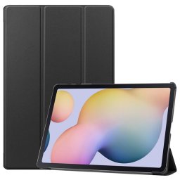 Кожен калъф със сгъващ се капак за Samsung Galaxy Tab S7 FE/S7+/S8+ 12.4 - черен