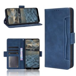 Кожен калъф тип портмоне с магнитно закопчаване за Nokia 2.4 - тъмно син