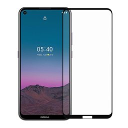 Удароустойчив стъклен протектор за Nokia 5.4 - с черна рамка