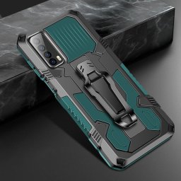 Хибриден гръб със стойка и щипка за колан за Huawei P Smart 2021 - зелен