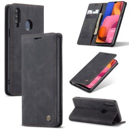 Калъф страничен flip марка CASEME за Samsung Galaxy A20s – черен
