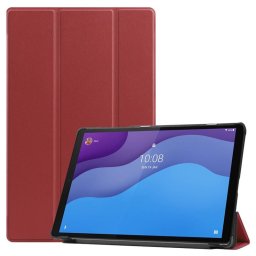 Кожен калъф със сгъващ се капак за Lenovo Tab M10 2nd Gen - винено червен