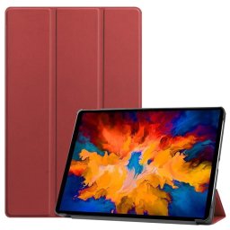 Кожен калъф със сгъващ се капак за Lenovo Tab P11 Pro - винено червен