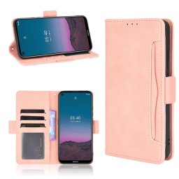 Кожен калъф тип портмоне с магнитно закопчаване за Nokia 5.4 - розов