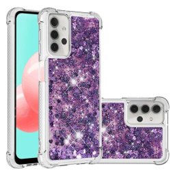 Силиконов гръб с течност с брокат за Samsung Galaxy A32 5G - лилав