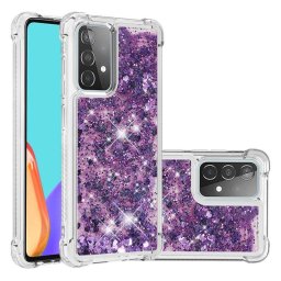 Силиконов гръб с течност с брокат за Samsung Galaxy A52/A52s 5G - лилав