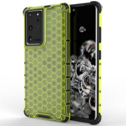 Хибриден гръб с ромбоидна шарка за Samsung Galaxy S21 Ultra - зелен