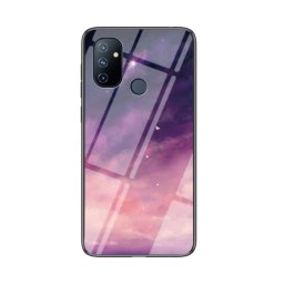 Силиконов кейс със стъклен гръб за OnePlus Nord N100 - лилави облаци