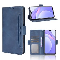 Кожен калъф тип портмоне с магнитна закопчалка за Xiaomi Redmi 9T - тъмно син