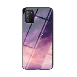 Силиконов кейс със стъклен гръб за Xiaomi Redmi 9T - лилави облаци
