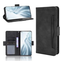 Кожен калъф тип портмоне с магнитна закопчалка за Xiaomi Mi 11 - черен