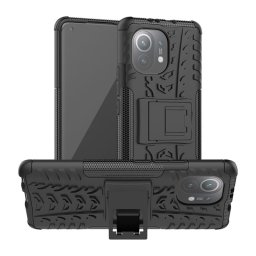 Двупластов гръб със стойка за Xiaomi Mi 11 - черен
