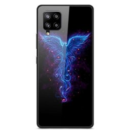 Силиконов кейс със стъклен гръб за Samsung Galaxy A42 5G - синя птица