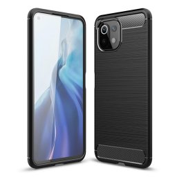 Релефен силиконов гръб за Xiaomi Mi 11 Lite - черен