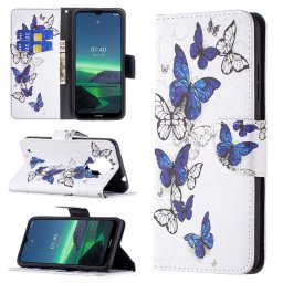Калъф страничен флип за Nokia 1.4 - бял с пеперуди