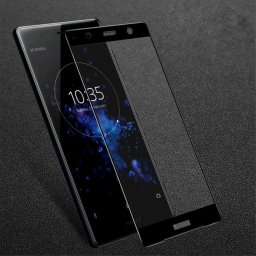 Удароустойчив стъклен протектор покриващ целия екран марка IMAK за Sony Xperia XZ2 Premium - цвят черен
