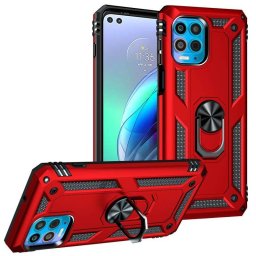Хибриден гръб със стойка за Motorola Moto G100 - червен