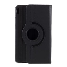 Кожен калъф за Lenovo Tab M8 с въртяща поставка - черен