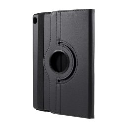 Кожен калъф за Lenovo Tab M10 с въртяща поставка - черен