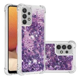 Силиконов гръб с течност с брокат за Samsung Galaxy A32 4G - лилав