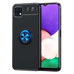 Силиконов гръб със стойка за Samsung Galaxy A22 5G - син пръстен