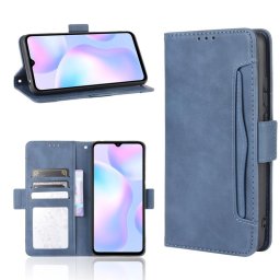 Кожен калъф тип портмоне с магнитна закопчалка за Xiaomi Redmi 9A - тъмно син