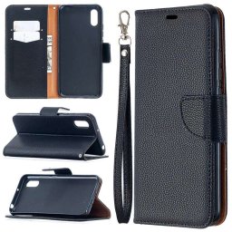 Кожен калъф тип портмоне за Xiaomi Redmi 9A - черен